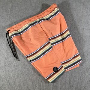 Brooklyn Mens Kent Ave Volley Trunks Swim Shorts Pink Mesh‎ Lined Large